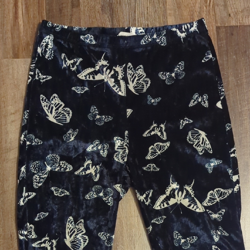 Bear Dance Navy Butterfly Velvet Leggings